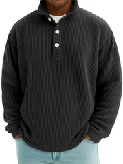 Men's Stylish Corduroy Stand-up Collar Polo Shirt