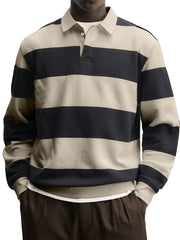 Men's Casual Striped Contrast Collar Polo Shirt