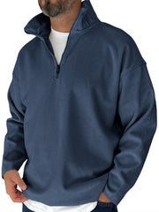 Men's Simple Fleece Half-zip Basic Pullover Sweatshirt