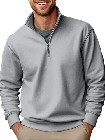 New Men's Casual Zipper Stand Collar Thickened Fleece Sweatshirt