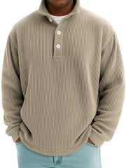 Men's Stylish Corduroy Stand-up Collar Polo Shirt