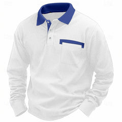 2025 NEW Arrival - Men's Cotton Waffle Patch Collar Casual Business Polo Shirt