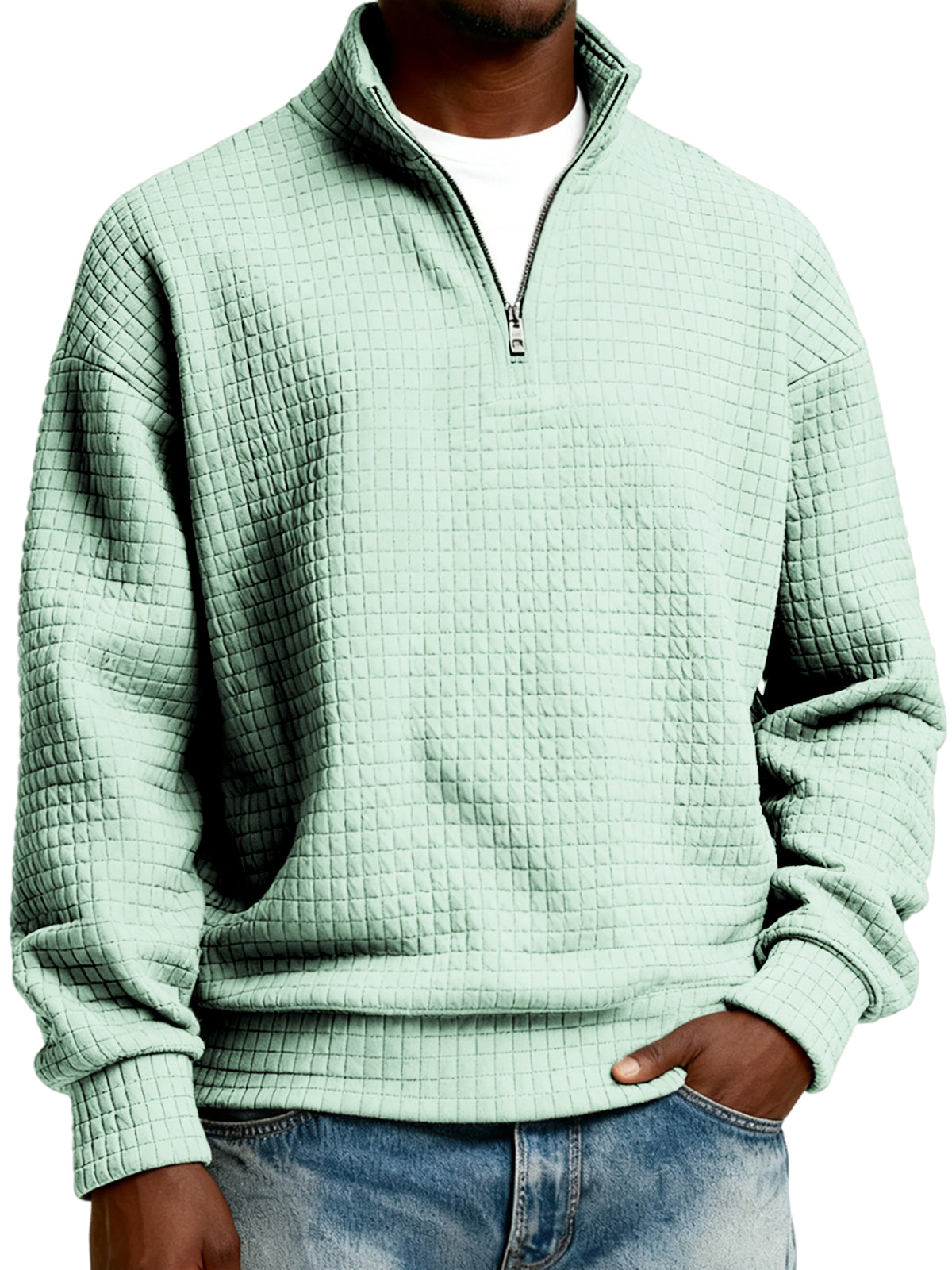 Men's Half-zip Quilted Jacquard Pullover