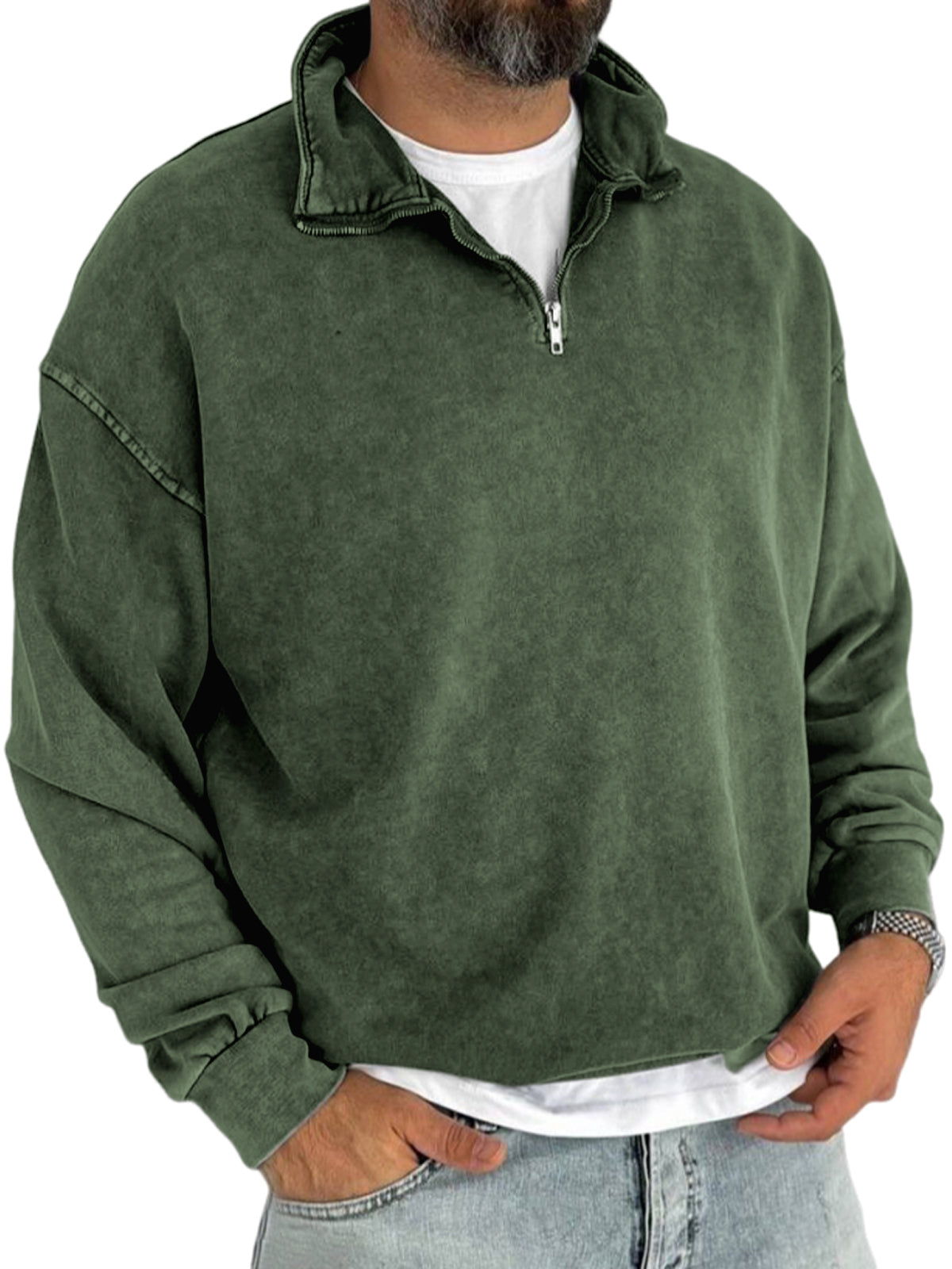 Men's Retro Half-zip Casual Everyday Sweatshirt