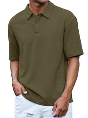Men's Waffle Casual Quality Basic Short Sleeved Polo
