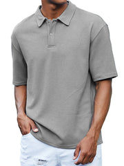 Men's Waffle Casual Quality Basic Short Sleeved Polo