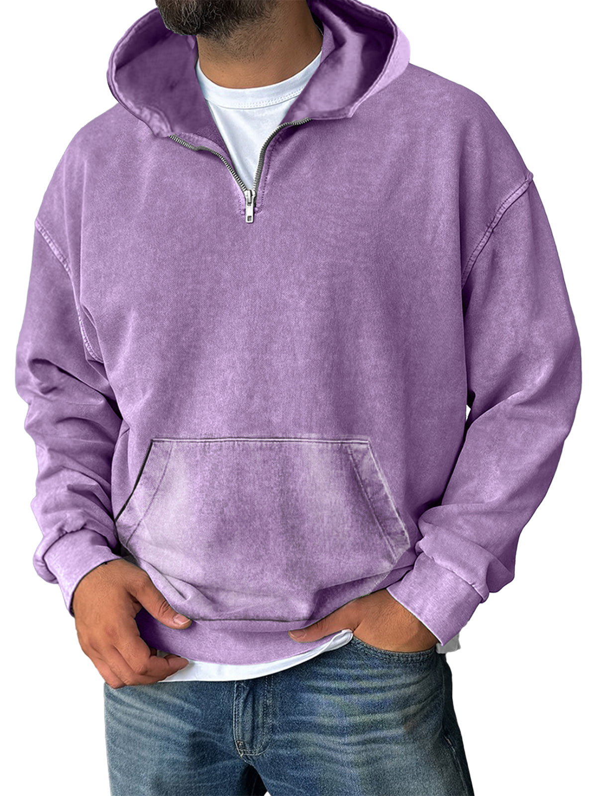 Men's Casual Zipper Pocket Hooded Sweatshirt
