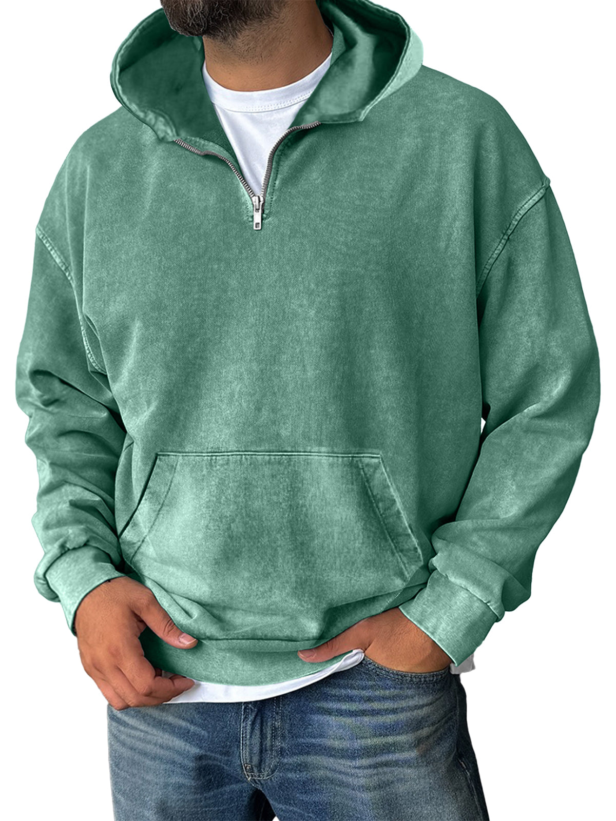 Men's Casual Zipper Pocket Hooded Sweatshirt