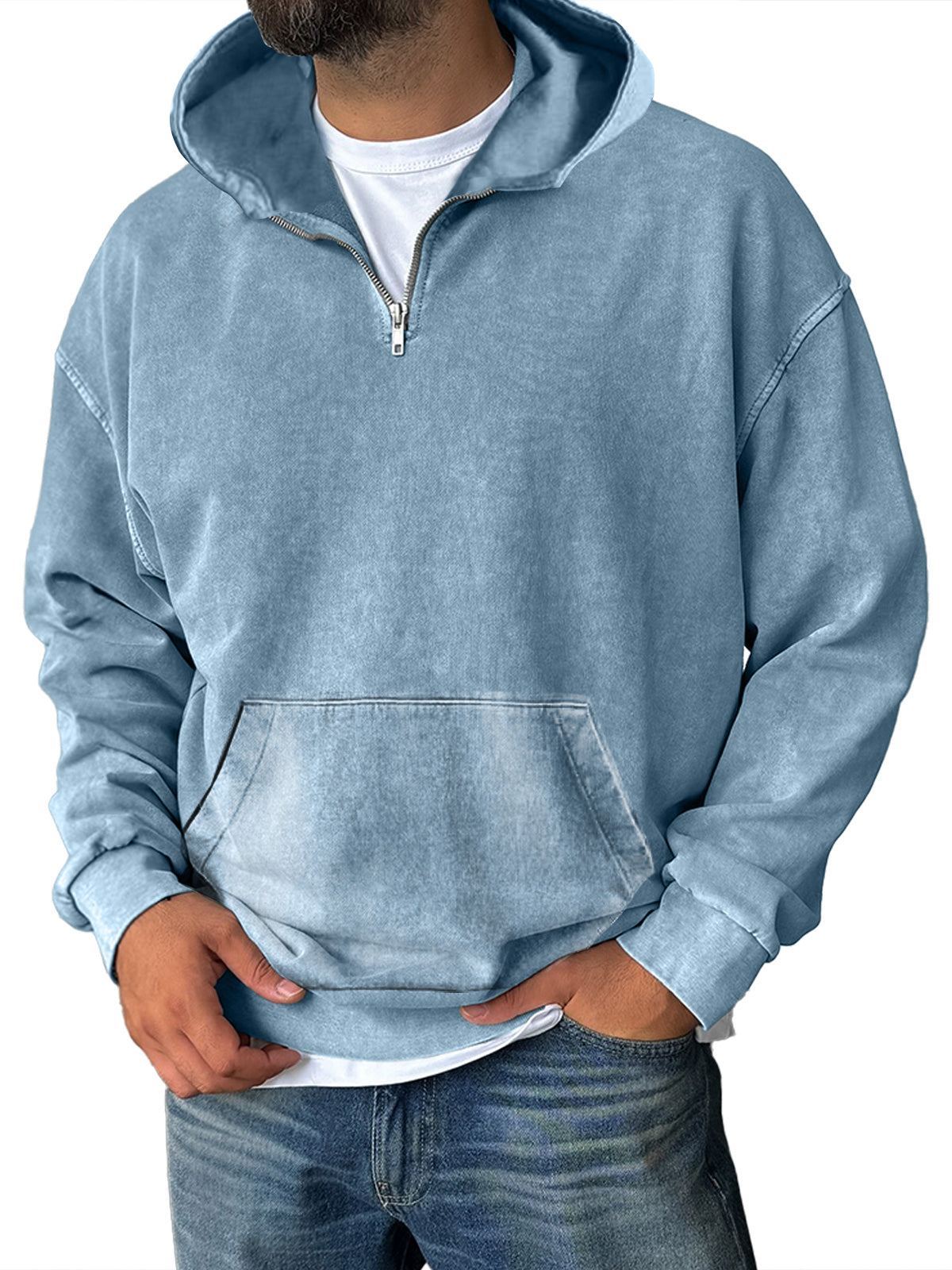 Men's Casual Zipper Pocket Hooded Sweatshirt