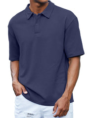Men's Waffle Casual Quality Basic Short Sleeved Polo