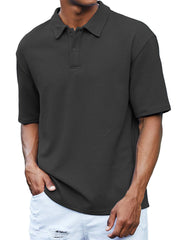 Men's Waffle Casual Quality Basic Short Sleeved Polo