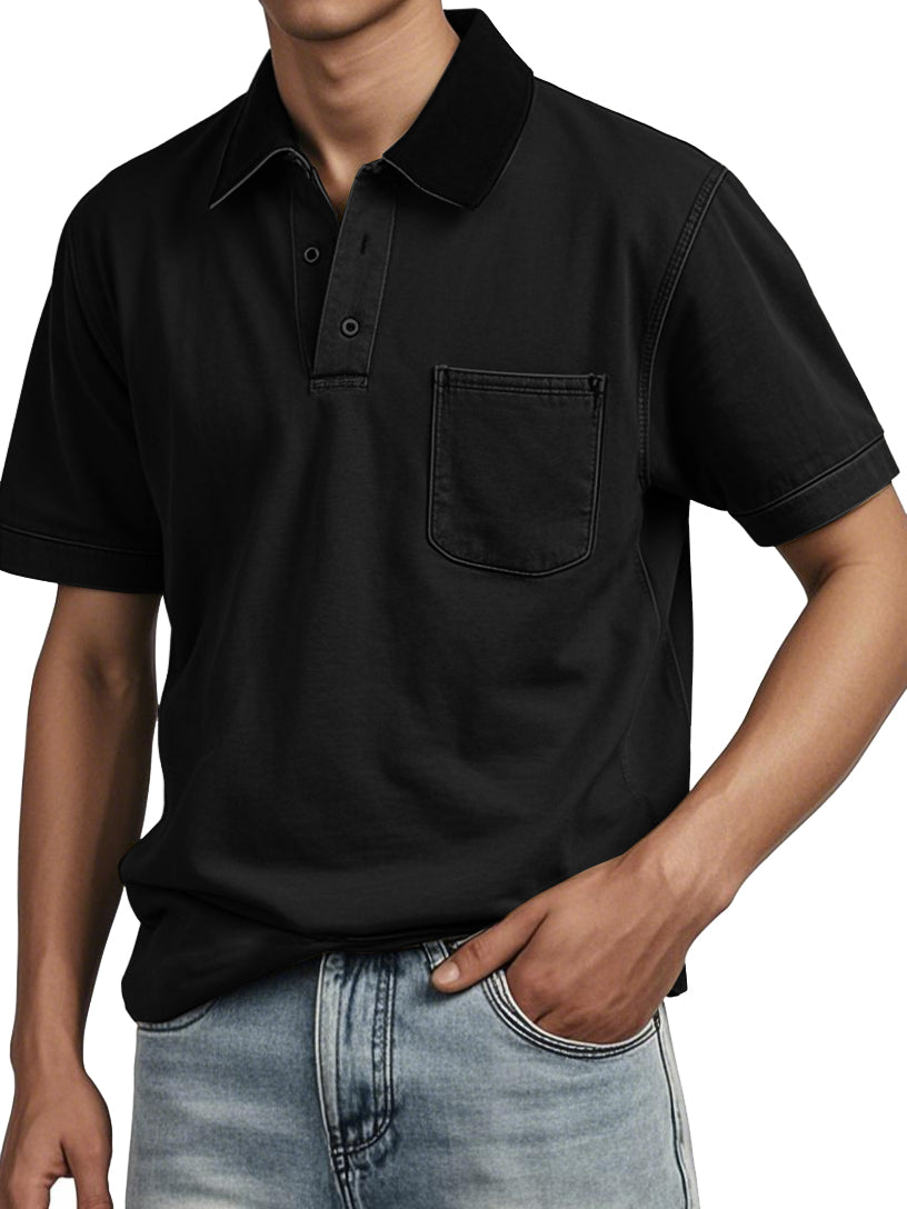 Men's Contrasting Detroit Lapel Workwear Polo