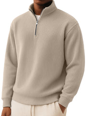 Men's Simple Casual Quarter Zip Long-sleeved T-shirt