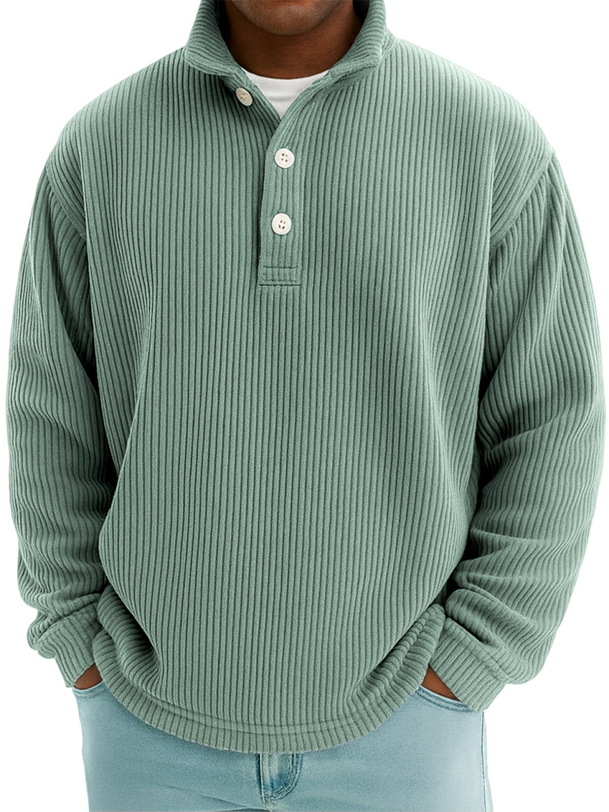 Men's Stylish Corduroy Stand-up Collar Polo Shirt