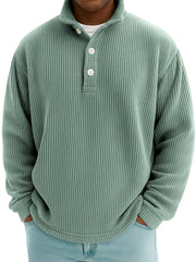 Men's Stylish Corduroy Stand-up Collar Polo Shirt