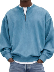 Men's Quarter-Zip Stylish Corduroy Long Sleeve Pullover