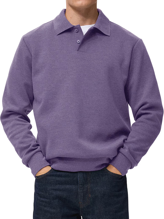 Men's Comfortable Everyday Lapel Button-down Casual Long-sleeved Polo Shirt