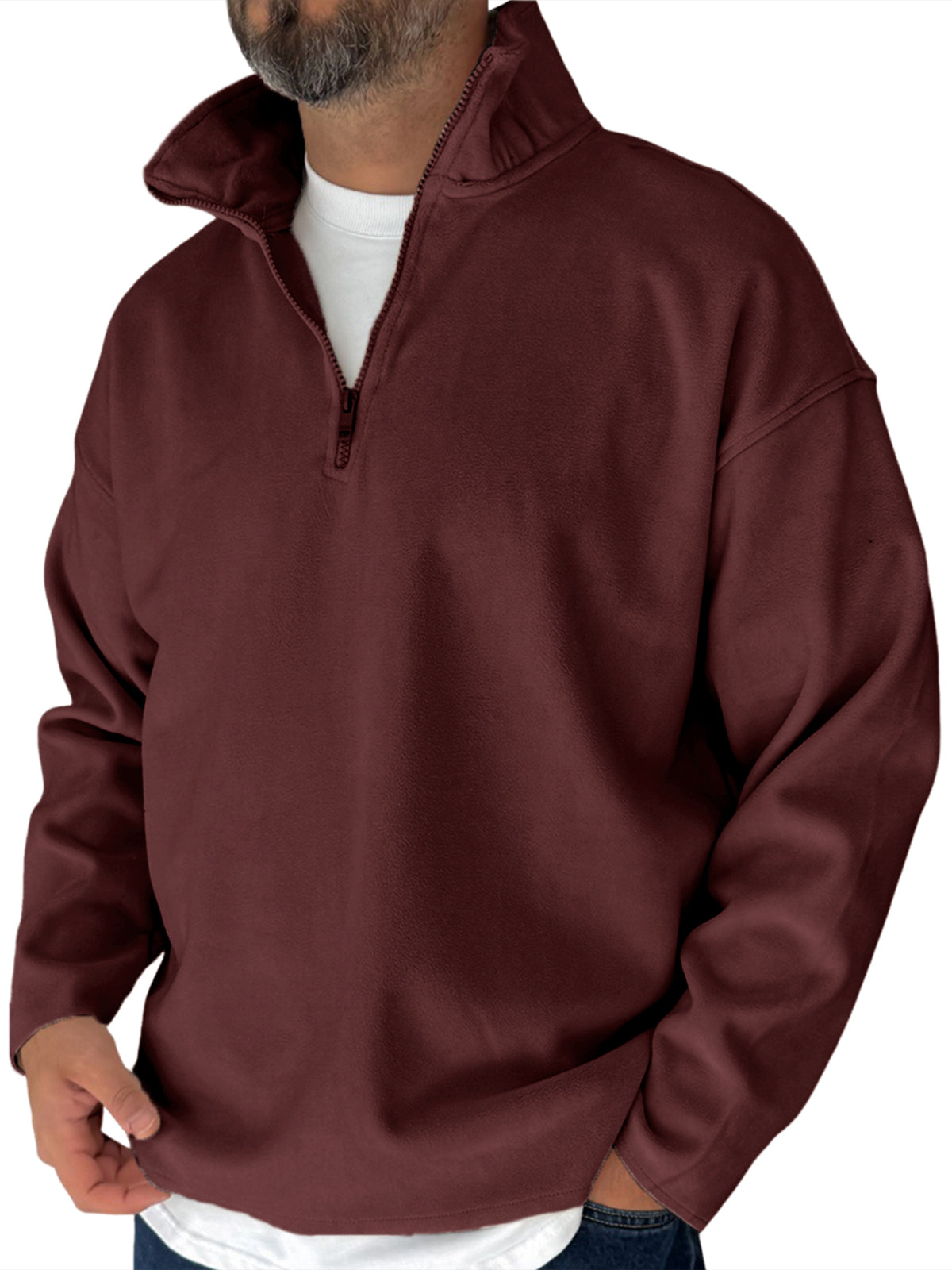 Men's Simple Fleece Half-zip Basic Pullover Sweatshirt