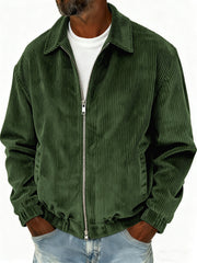 Men's Stylish Zip-up Corduroy Ribbed Casual Everyday Jacket