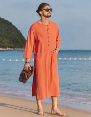 Long Cotton Linen Style Slit Shirt