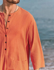 Long Cotton Linen Style Slit Shirt