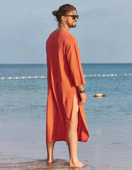 Long Cotton Linen Style Slit Shirt