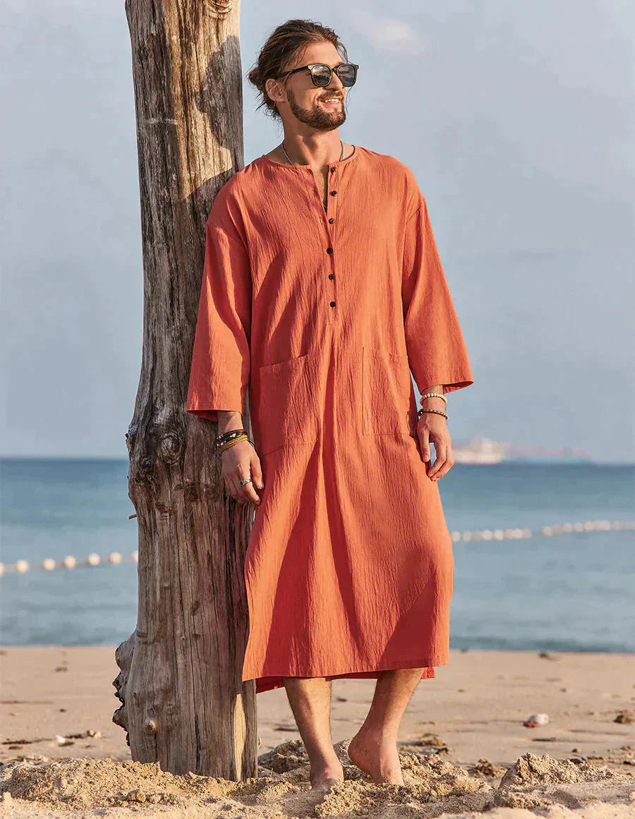 Long Cotton Linen Style Slit Shirt