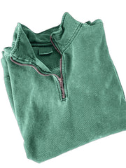 Men's Quarter Zip Distressed Washed Cotton Zipper Long Sleeve Sweatshirt