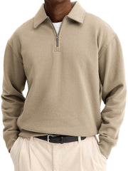 Men's Stylish Quarter-zip Basic Casual Pullover Sweatshirt