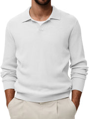 Men's Comfortable V-neck Vintage Stretch Striped Polo Shirt