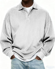 Men's Simple Corduroy Texture Button Daily Pullover POLO Shirt