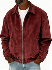 Men's Stylish Zip-up Corduroy Ribbed Casual Everyday Jacket