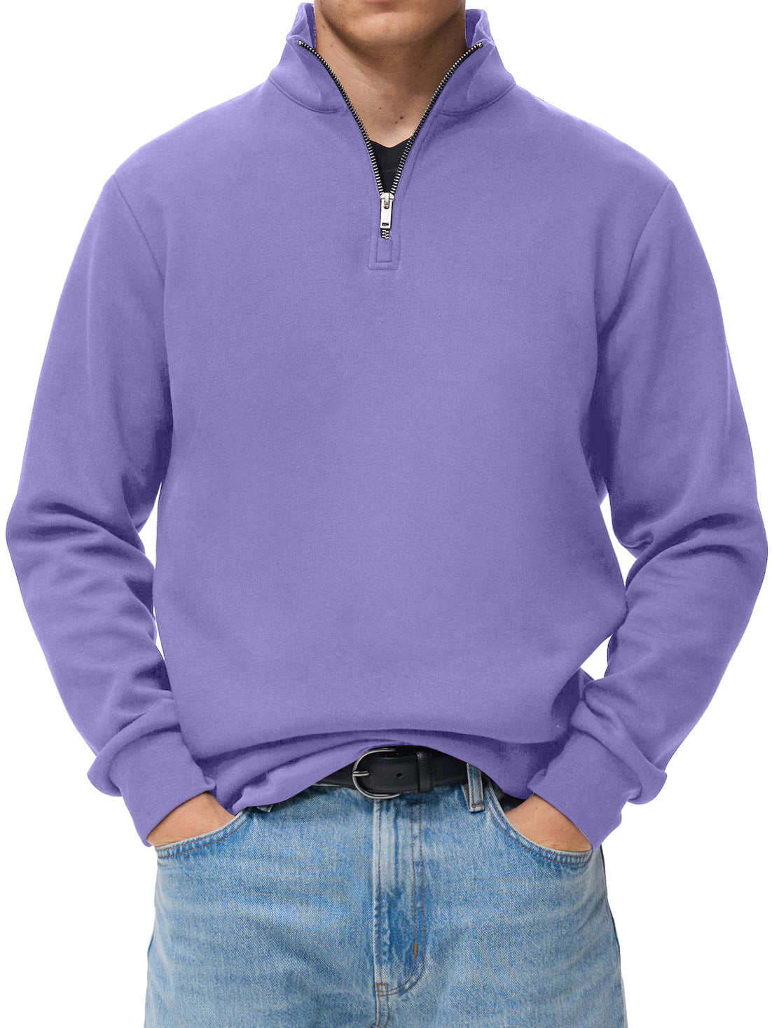 Men's Stylish And Comfortable Half-zip Stand-up Collar Casual Long-sleeved Polo Shirt