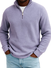 Men's Quarter-zip Waffle Texture Breathable Pullover T-shirt