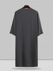 Long Cotton Linen Style Slit Shirt