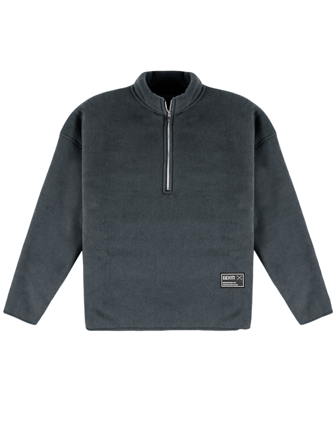 Men's Half-Zip Polar Fleece Stand Collar Embroidered Label Sweatshirt