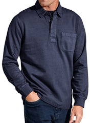 Men's Everyday Comfortable Lapel Button-pocket Casual Long-sleeved Polo Shirt