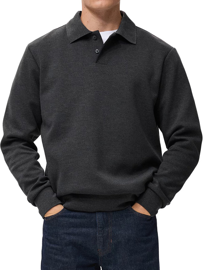 Men's Comfortable Everyday Lapel Button-down Casual Long-sleeved Polo Shirt