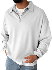 Men's Casual  Everyday Zipper Ribbed Long Sleeved Sweatshirt