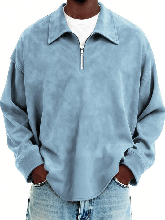 Men's Vintage Suede Quarter Zip Pullover
