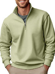 New Men's Casual Zipper Stand Collar Thickened Fleece Sweatshirt