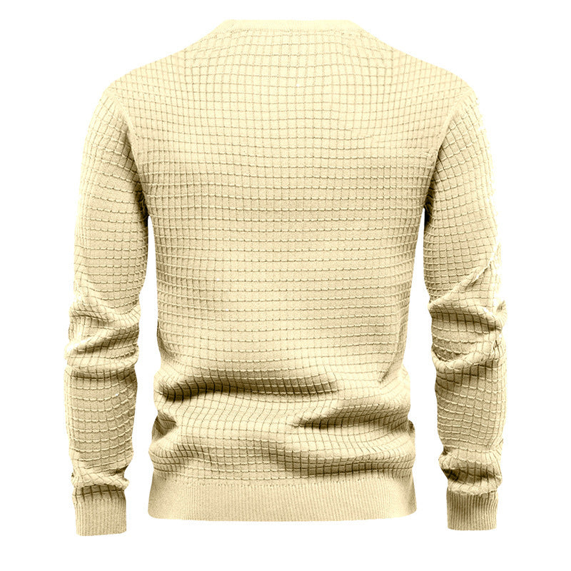 Men's Waffle Long Sleeve Casual Knitted Tops For Men