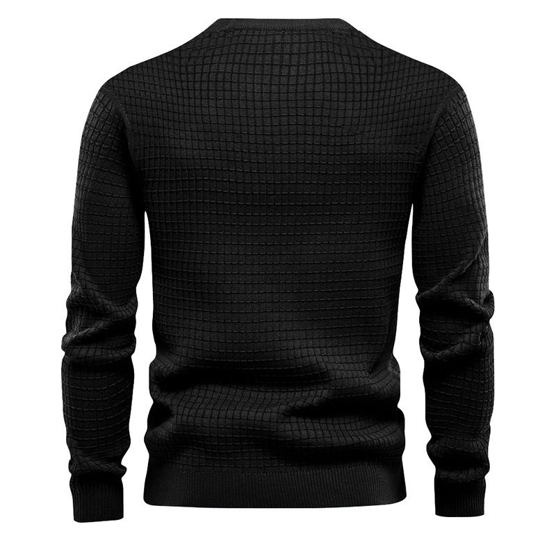 Men's Waffle Long Sleeve Casual Knitted Tops For Men