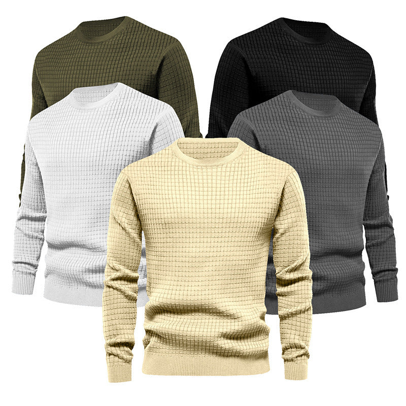 Men's Waffle Long Sleeve Casual Knitted Tops For Men