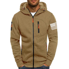 Men's American Flag Hoodie Jacket Zip Up Vacation Streetwear Fleece Hoodie