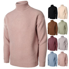 Men's Solid Color High Collar Casual Loose Cashmere Sweater