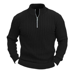 Men's Solid Color Stand Collar Knitted Pullover Sweater
