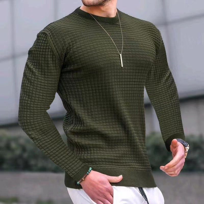 Men's Waffle Long Sleeve Casual Knitted Tops For Men