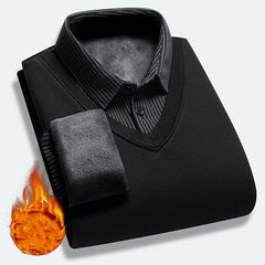 Men's Retro Thermal Fleece Lined Double Layer Sweater