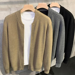 Men's Casual Knit Double Zipper Design Cardigan Sweater